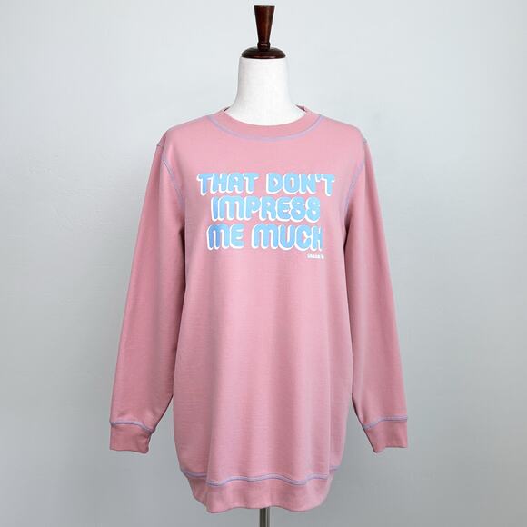 Shania Twain Song Quote Pink Longline Crewneck Sweatshirt - Picture 2 of 5